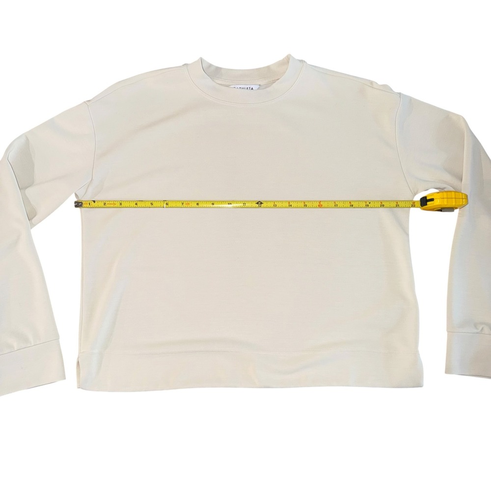 Athleta Seasoft Crewneck Sweatshirt Bone Medium Tencel Modal Soft - Picture 5 of 9